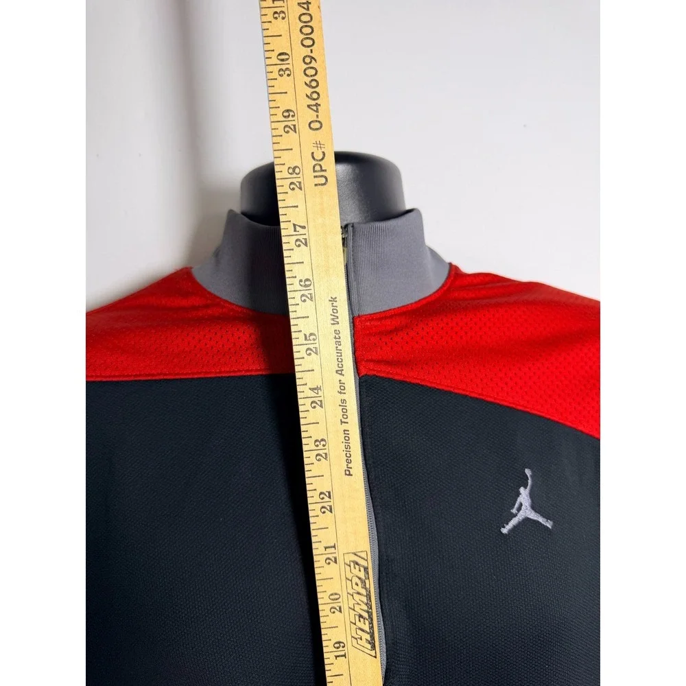 Jordan 1/4 Zip Pullover Mens Medium Gray Red Long Sleeve‎ Mock Neck Training Top